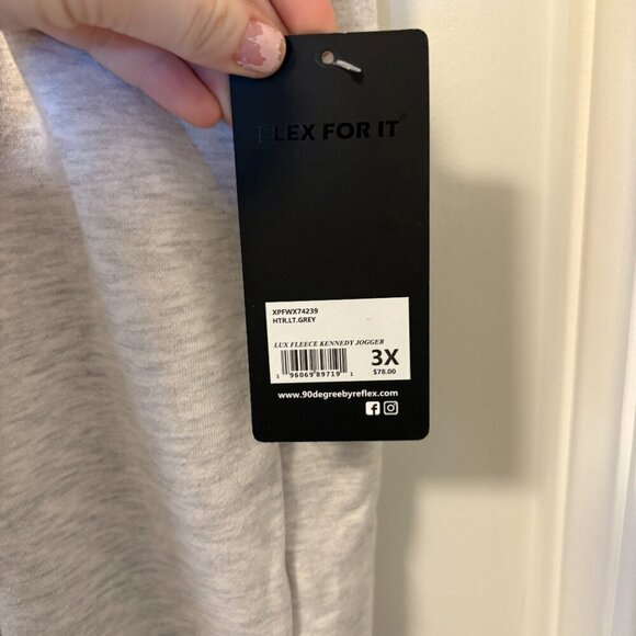 90 Degree by Reflex Joggers Sweatpants Grey Lux Fleece Plus Size 3X NWT - Picture 4 of 12